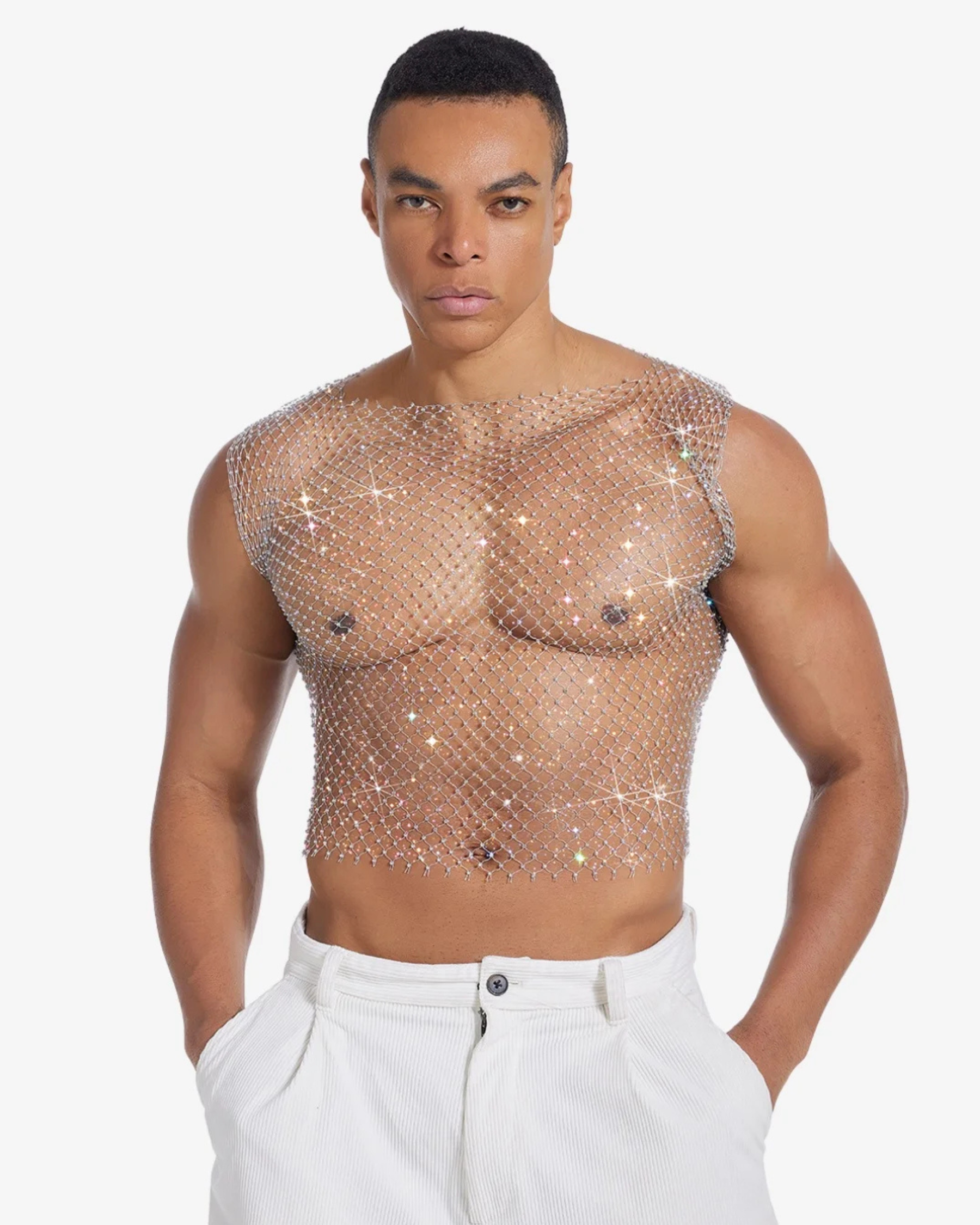 Fishnet Crystal Tank Top