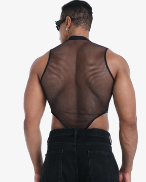 Black Sheer Mesh Bodysuit