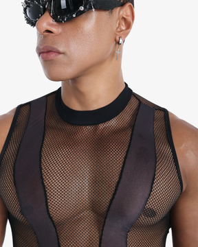 Black Sheer Mesh Bodysuit